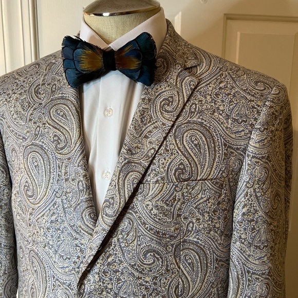 NWOT Men's Tallia Paisley Shimmer Linen Blend Blazer Sport Coat Jacket 42 R - Picture 2 of 7